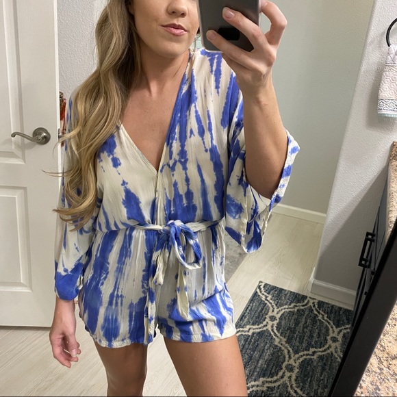 Lulus Dresses & Skirts - Lulus Seaside Gale Blue Tie-Dye Romper Size XS